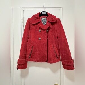 Y2K Guess red suede leather jacket size medium rare!!